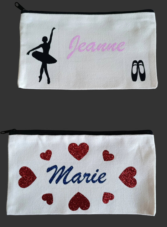 Trousse prénom personnalisable pailleté