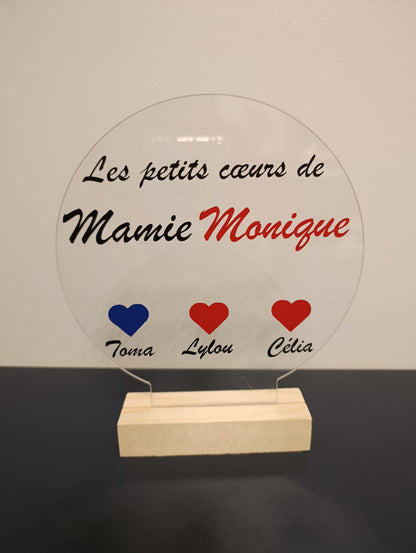 Pancarte "les petits cœurs de mamie " personnalisable