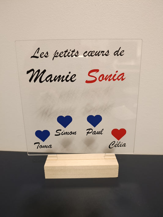 Pancarte "les petits cœurs de mamie " personnalisable