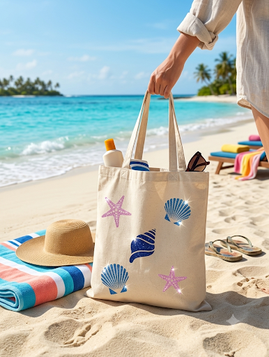 Tote-bag été pailletté