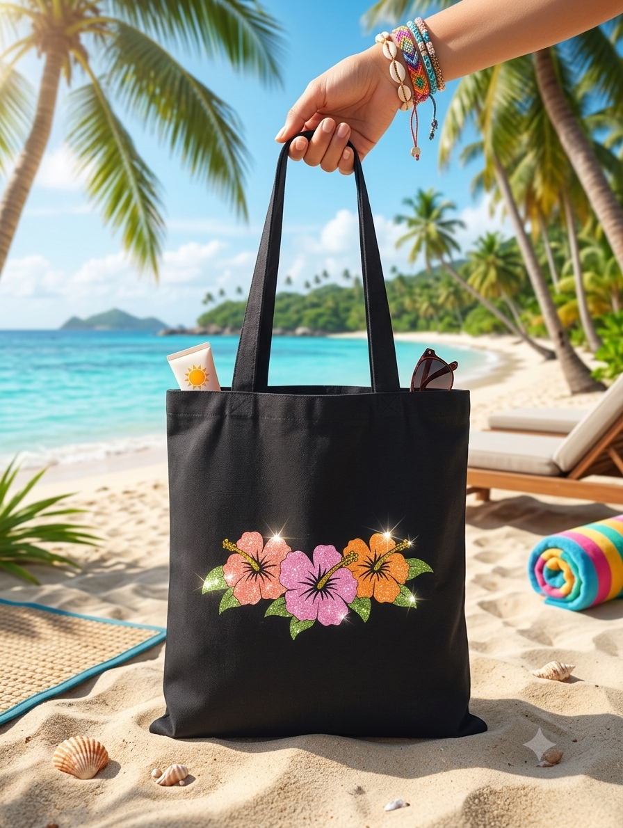 Tote-bag été pailletté